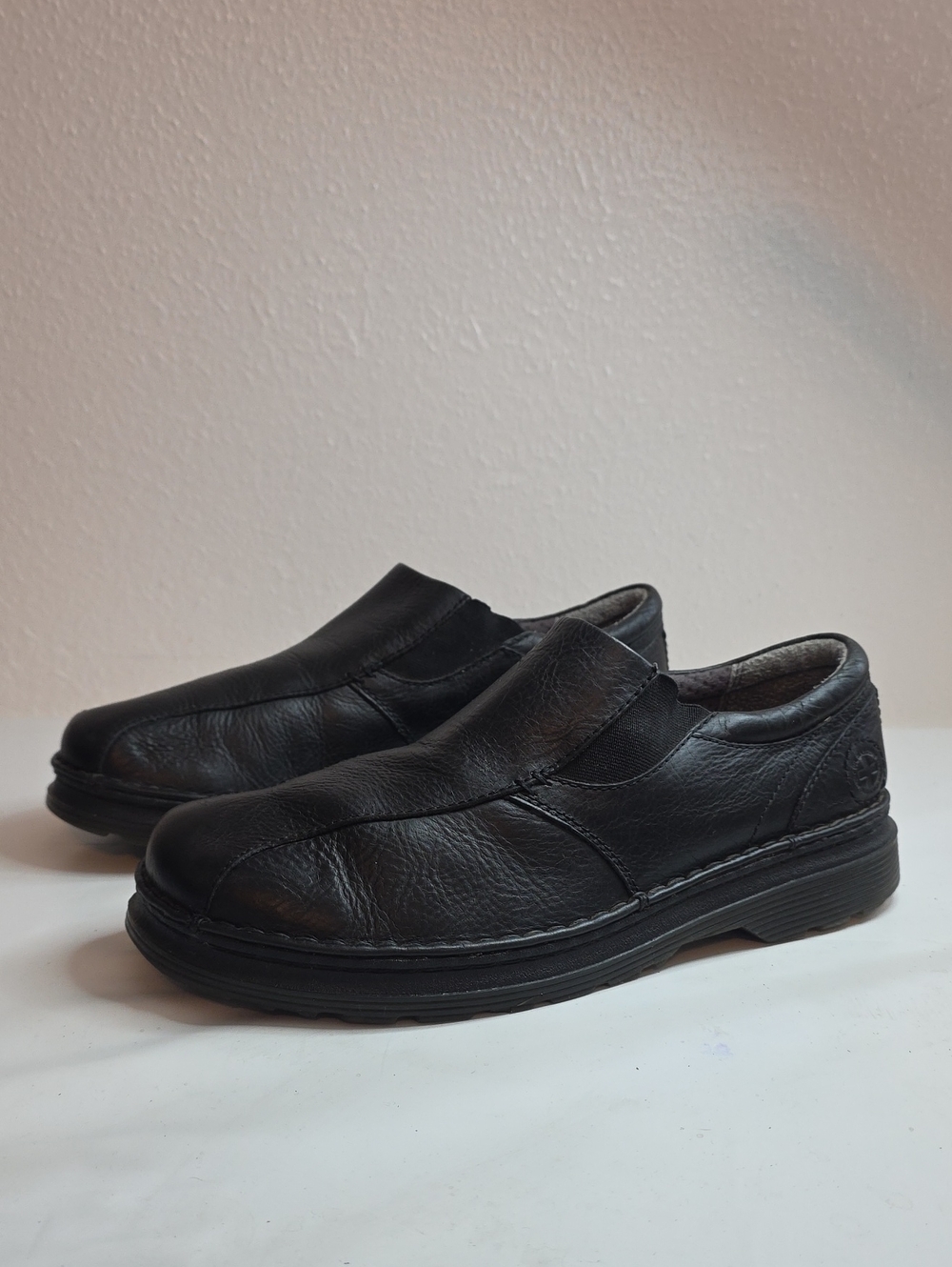 DR. MARTENS TEVIN VINTAGE RUGGED SLIP-ON BLACK LEATHER OXFORDS MENS 11 VGUC